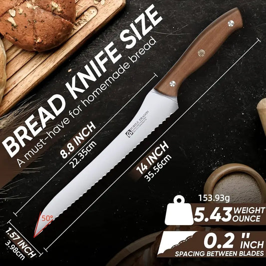 9" Bread Knife, Serrated Sourdough Knife for Easy Cutting & Slicing