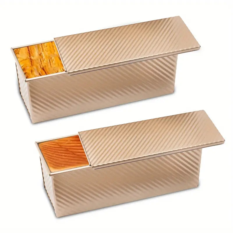 2pcs Pullman Bread Pan with Lid, 13x4" Nonstick Carbon Steel Loaf Pan