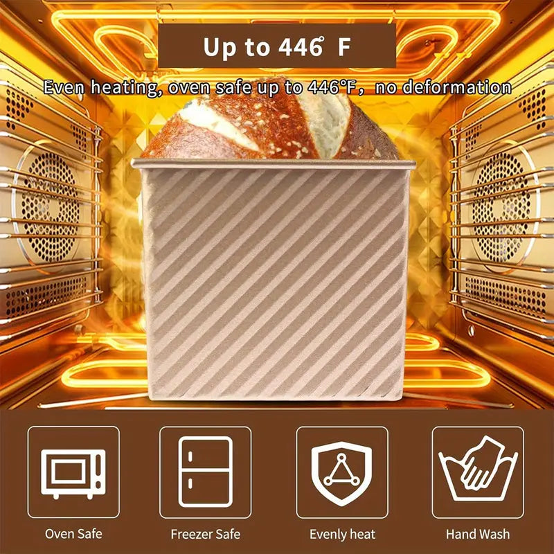 2pcs Pullman Bread Pan with Lid, 13x4" Nonstick Carbon Steel Loaf Pan