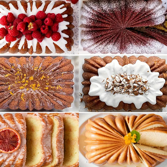 Silicone Bread Loaf Pan Set, Nonstick Cake Mold with Lotus, Spiral & Fluted Shapes