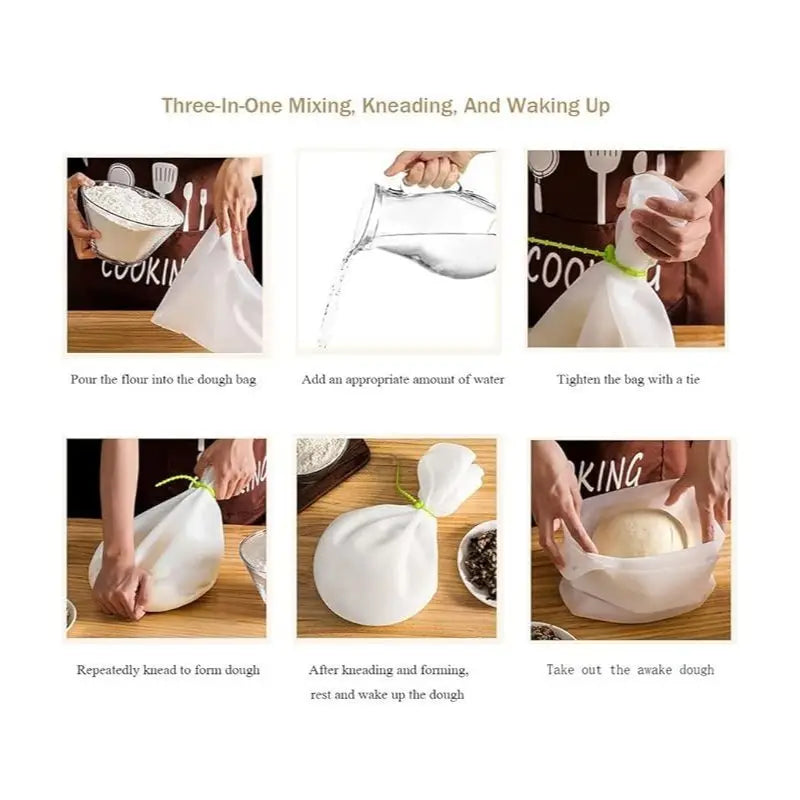 Silicone Kneading Bag, Reusable Dough Mixing & Storage Bag for Bread, Pizza & Pastries