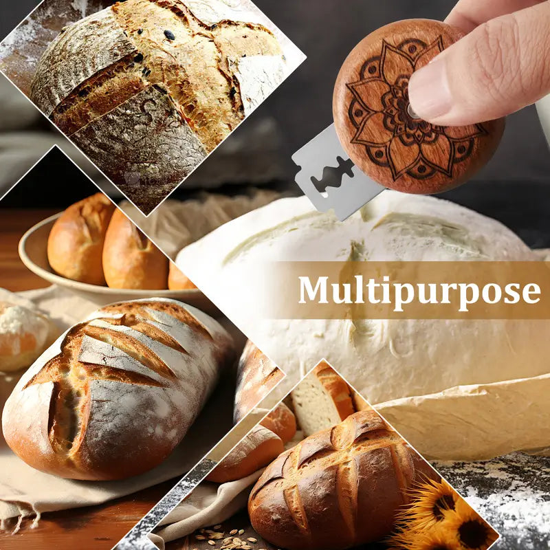12pcs Bread Lame Scoring Tool Set with Wooden Handle, 10 Blades & Felt Bag