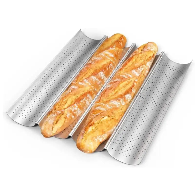 Nonstick Baguette Pan, 4-Loaf Perforated French Bread Baking Tray
