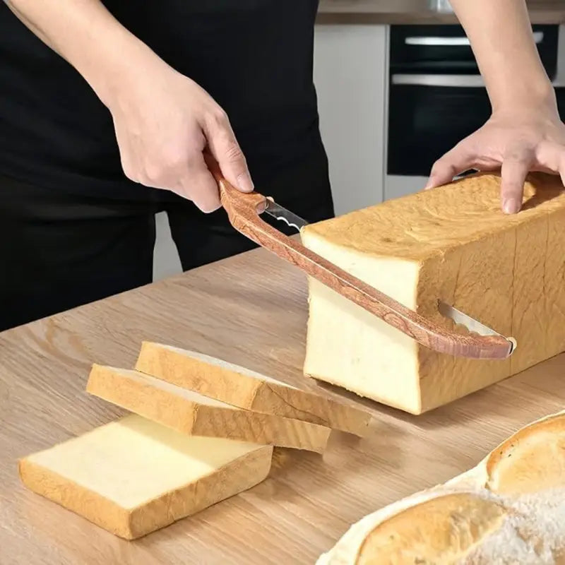 Sourdough Bread Knife Slicer with Spare Blade, Wooden Bow Bread Cutter