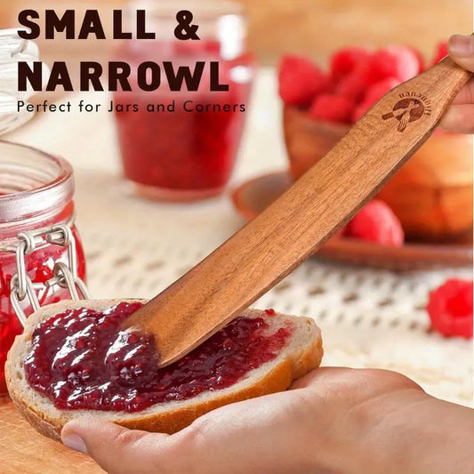 Skinny Teak Spurtle for Sourdough Starter, Wooden Mixing & Dough Whisk Tool