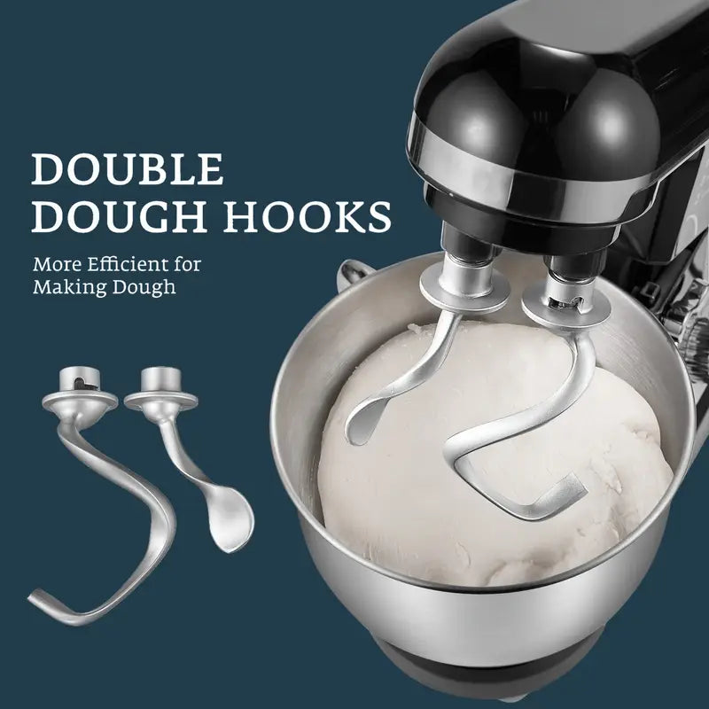 5.5QT Stand Mixer with Double Hook, 6-Speed Stainless Steel Bowl Mixer