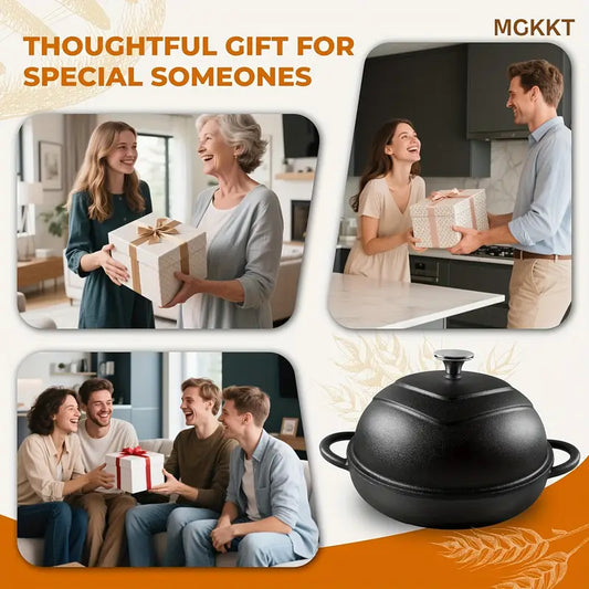 KUTIME 5QT Cast Iron Dutch Oven with Lid, Enamel-Coated Nonstick Bread Pot, Oven Safe