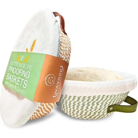 10" Banneton Bread Proofing Basket Set, Oval & Round Sourdough Baskets with Liners