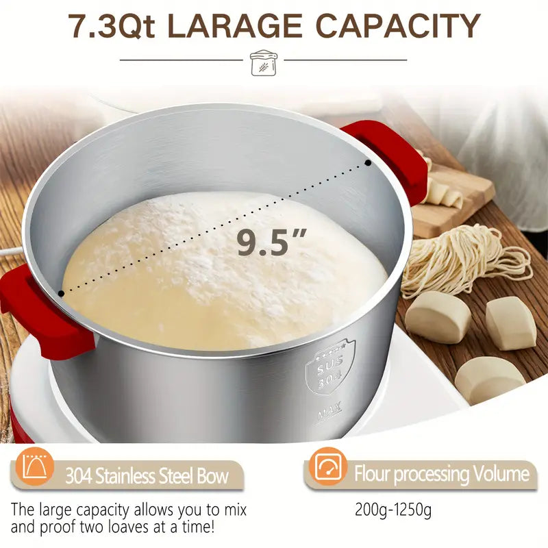 7L Electric Dough Maker with Ferment Function, Stainless Steel Stand Mixer