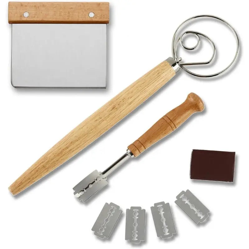 Stainless Steel Bread Baking Tools Set with Dough Whisk, Scoring Tool & Scraper