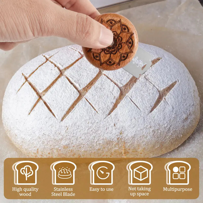 12pcs Bread Lame Scoring Tool Set with Wooden Handle, 10 Blades & Felt Bag