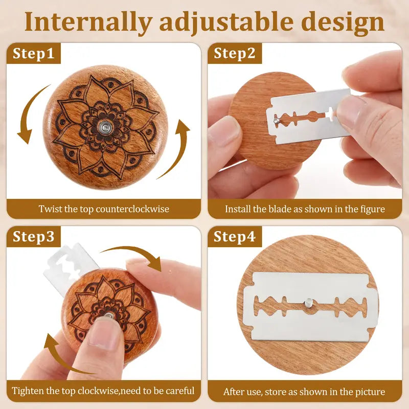 12pcs Bread Lame Scoring Tool Set with Wooden Handle, 10 Blades & Felt Bag