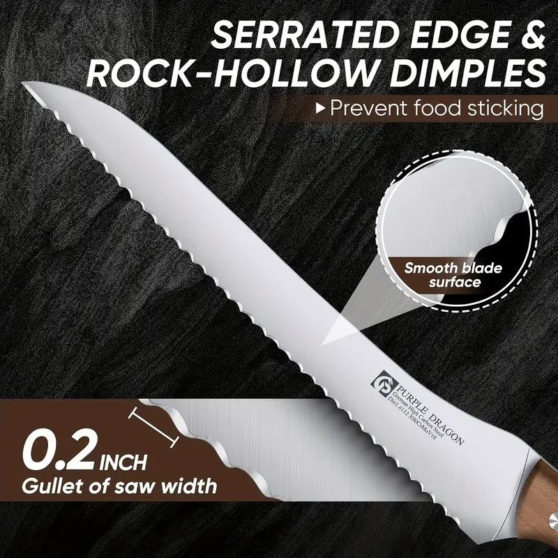 9" Bread Knife, Serrated Sourdough Knife for Easy Cutting & Slicing