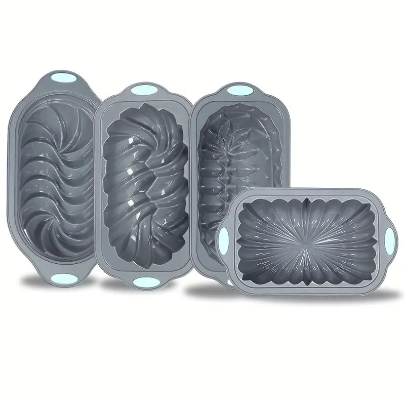 Silicone Bread Loaf Pan Set, Nonstick Cake Mold with Lotus, Spiral & Fluted Shapes