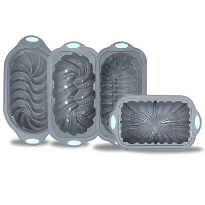 Silicone Bread Loaf Pan Set, Nonstick Cake Mold with Lotus, Spiral & Fluted Shapes