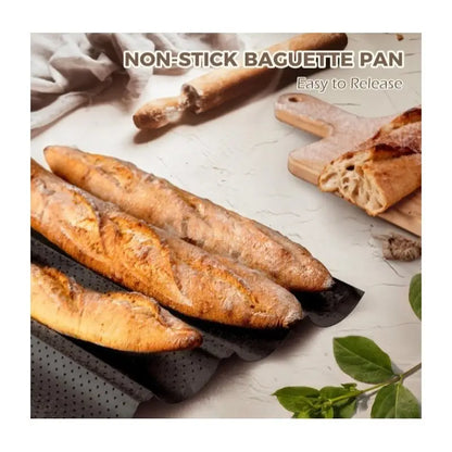 Nonstick Baguette Pan, 4-Loaf Perforated French Bread Baking Tray