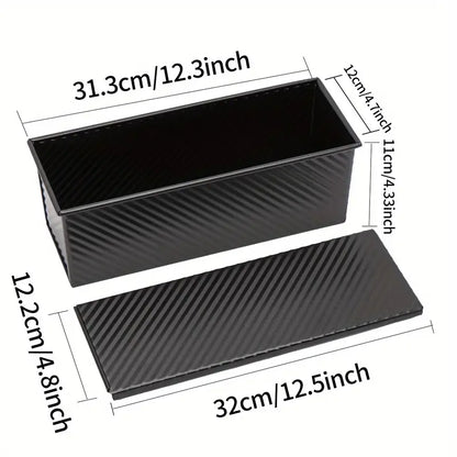 2pcs Pullman Bread Pan with Lid, 13x4" Nonstick Carbon Steel Loaf Pan