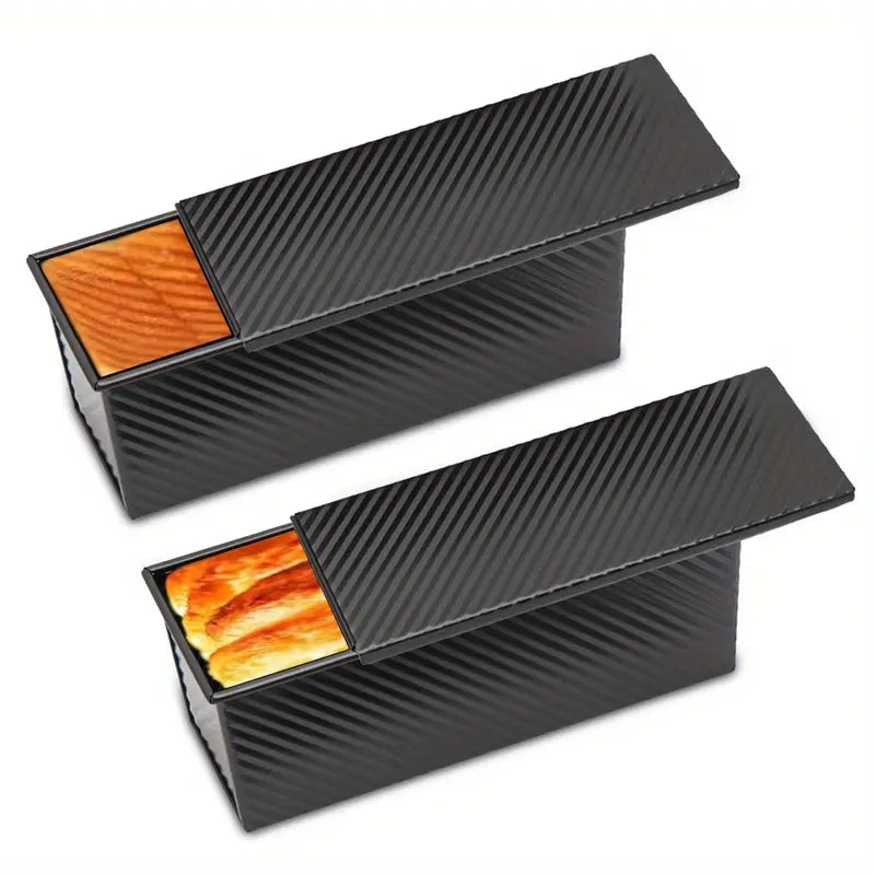 2pcs Pullman Bread Pan with Lid, 13x4" Nonstick Carbon Steel Loaf Pan