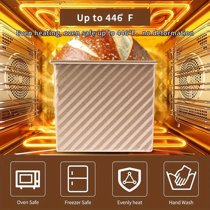 2pcs Pullman Bread Pan with Lid, 13x4" Nonstick Carbon Steel Loaf Pan