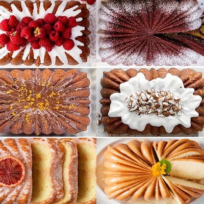 Silicone Bread Loaf Pan Set, Nonstick Cake Mold with Lotus, Spiral & Fluted Shapes