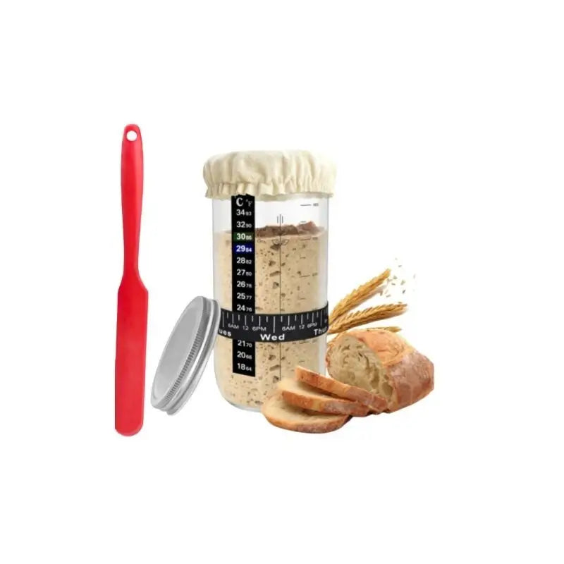 Sourdough Starter Kit, 24oz Glass Jar with Lid & Baking Thermometer