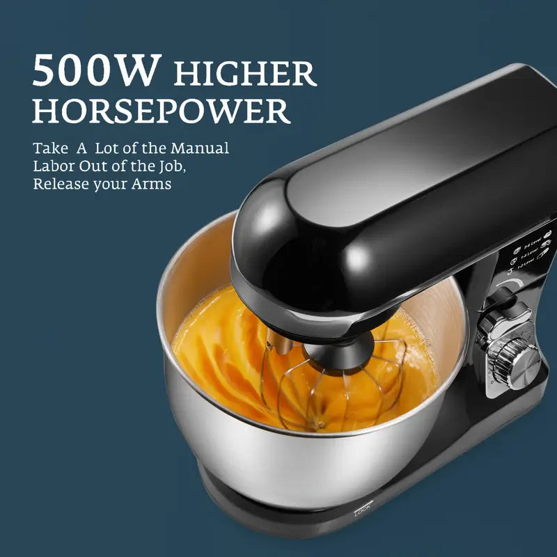5.5QT Stand Mixer with Double Hook, 6-Speed Stainless Steel Bowl Mixer