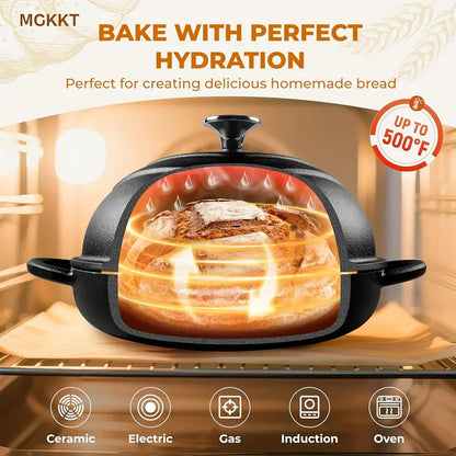 KUTIME 5QT Cast Iron Dutch Oven with Lid, Enamel-Coated Nonstick Bread Pot, Oven Safe