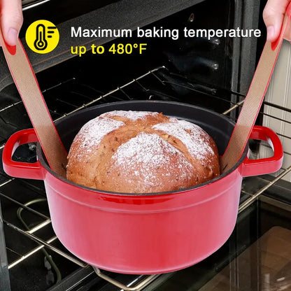 2pcs Silicone Bread Sling, Nonstick Dutch Oven Baking Mat with Long Handles