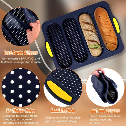 Nonstick Bread Baking Tray, Perforated Loaf Pan, Oven Safe 446°F, Easy Clean