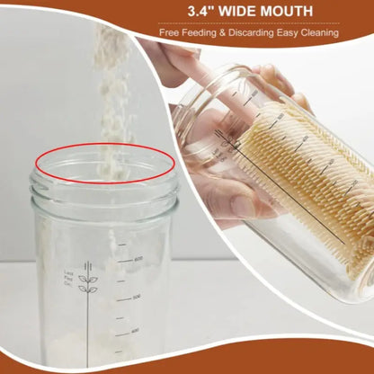 Sourdough Starter Kit, 24oz Glass Jar with Lid & Baking Thermometer