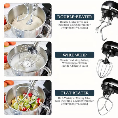 5.5QT Stand Mixer with Double Hook, 6-Speed Stainless Steel Bowl Mixer