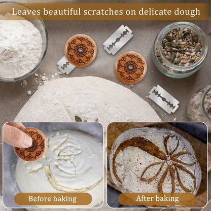 12pcs Bread Lame Scoring Tool Set with Wooden Handle, 10 Blades & Felt Bag