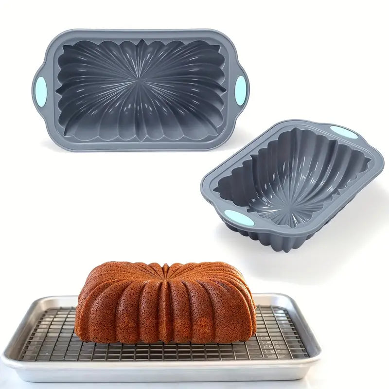 Silicone Bread Loaf Pan Set, Nonstick Cake Mold with Lotus, Spiral & Fluted Shapes