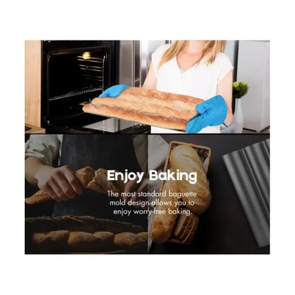 Nonstick Baguette Pan, 4-Loaf Perforated French Bread Baking Tray